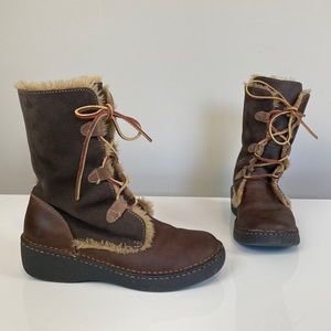 Born Nome Brown Leather Shearling Lined Lace Up Winter Boots Size 8 SALE!!!!!